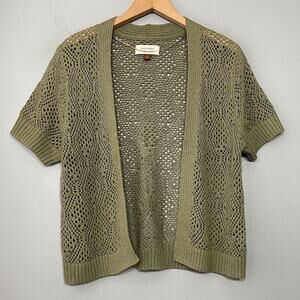 Crochet Shrug Size Medium Sage Green Cardigan Boho Y2K Romantic Cottagecore
